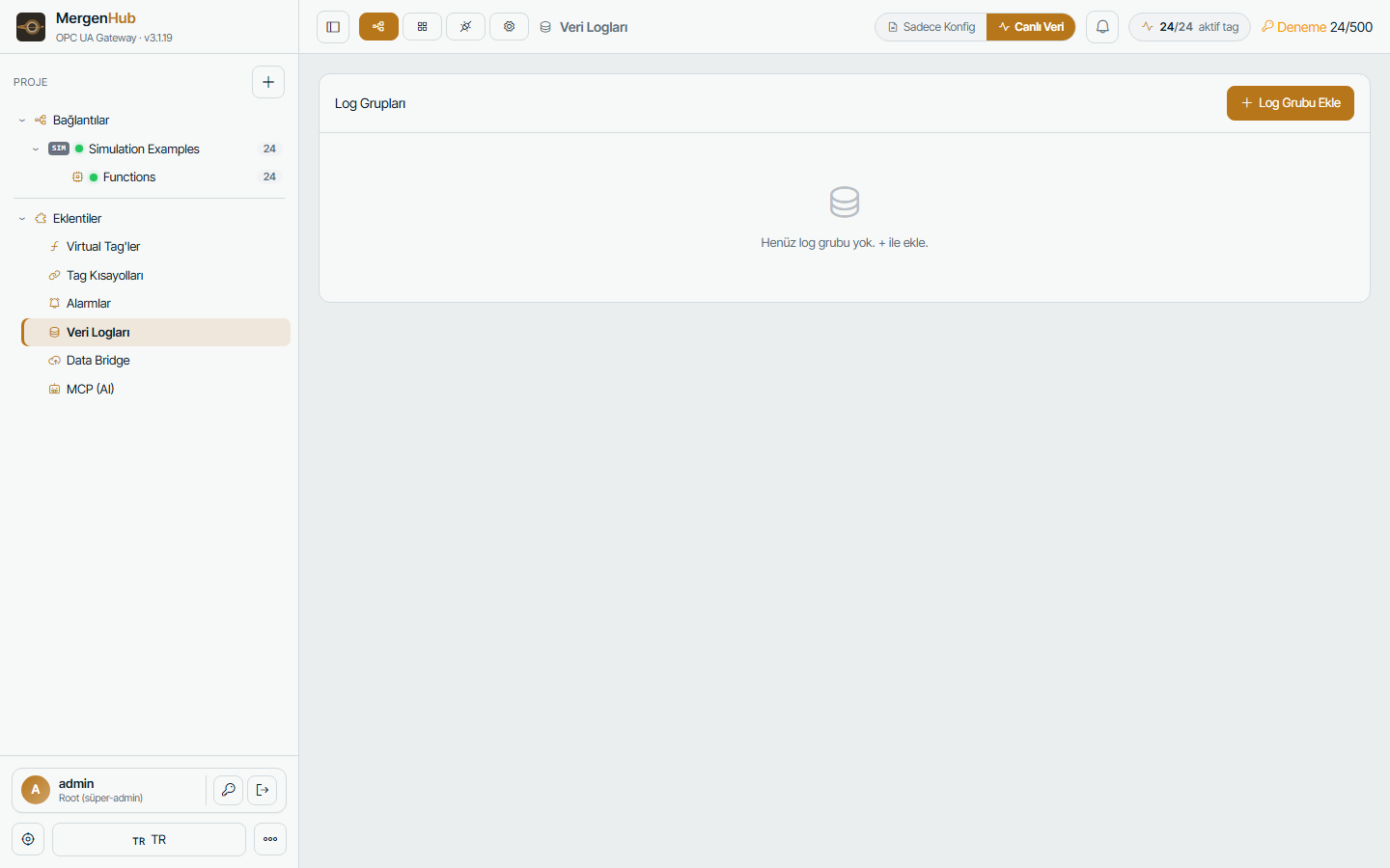 Extensions › Historian — log groups and the trend viewer