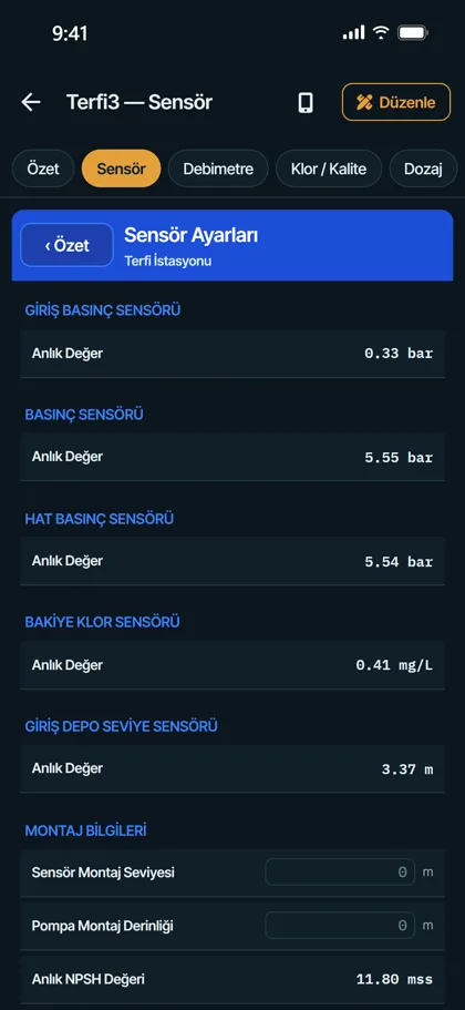 Settings tab on the phone: Envest OCP110 Terfi Panosu (Omron CP2E)